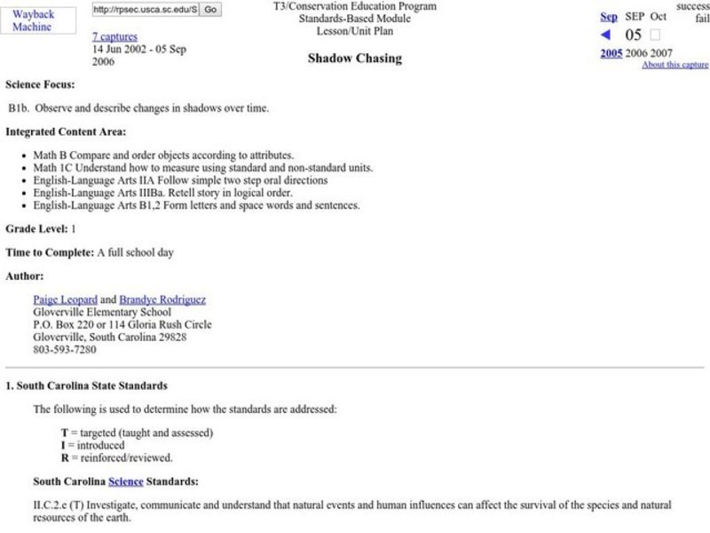 Shadow Chasing Lesson Plan