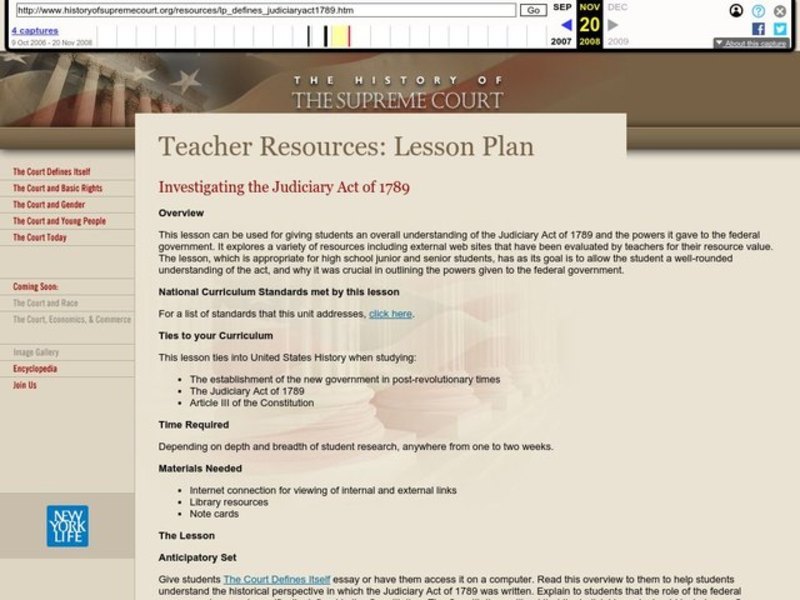 Investigating the Judiciary Act of 1789 Lesson Plan