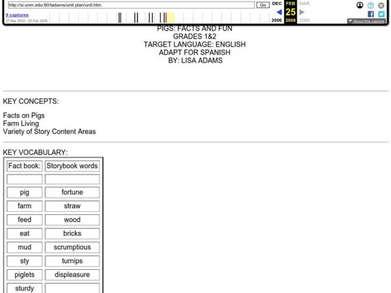 Pigs: Facts And Fun Lesson Plan