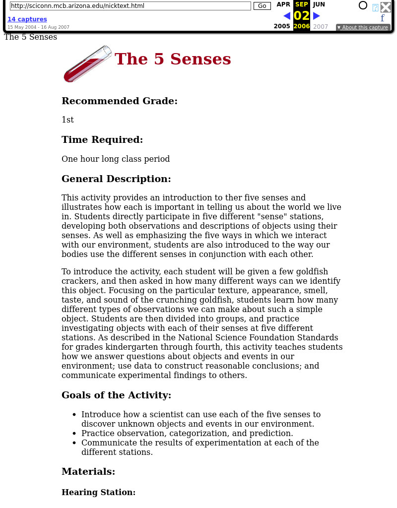 The Five Senses - Observation, Experimentation, Prediction, and Categorization. Lesson Plan