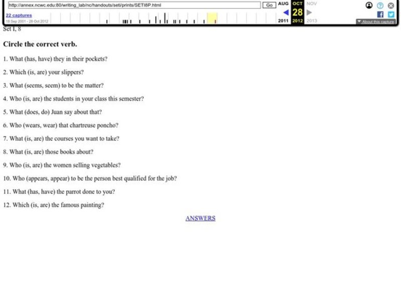 Choosing the Correct Verb Worksheet