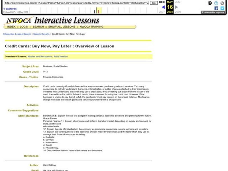 Credit Cards: Buy Now, Pay Later Lesson Plan