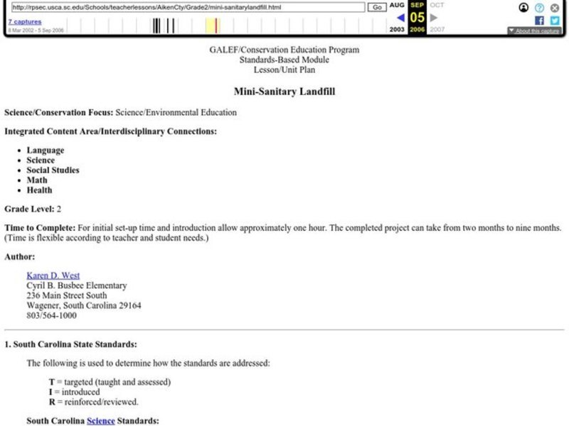 Mini-Sanitary Landfill Lesson Plan