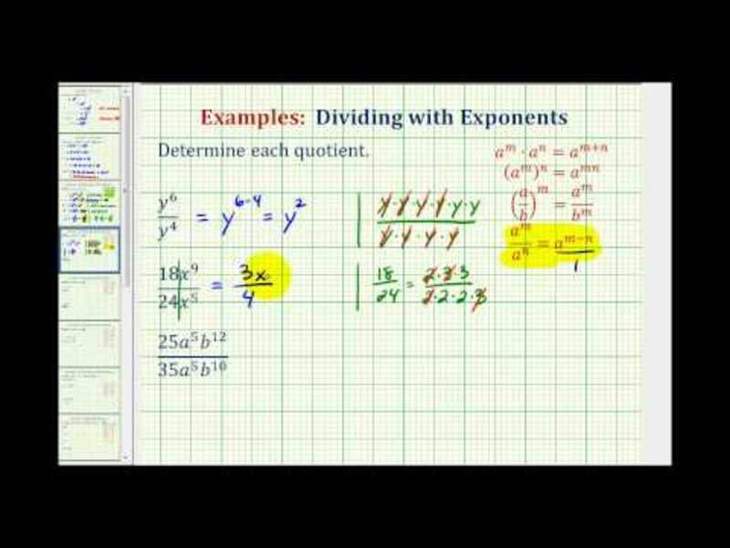 Simplify Exponential Expressions - Quotient Rule (Example) Instructional Video
