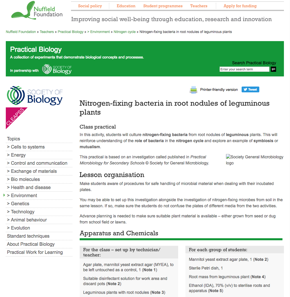 Nitrogen-Fixing Bacteria in Root Nodules of Leguminous Plants Lesson Plan