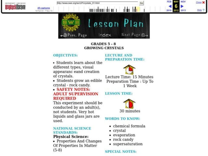 Growing Crystals Lesson Plan