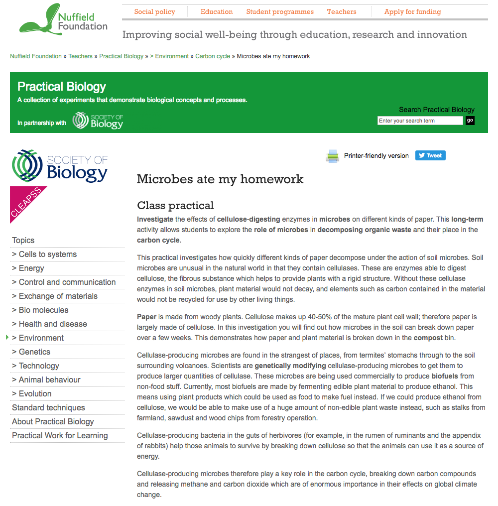 Microbes Ate My Homework Lesson Plan