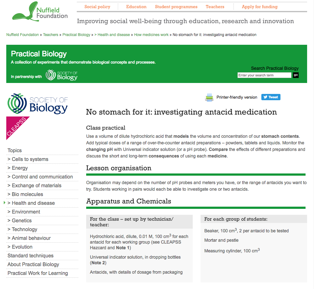 No Stomach for It: Investigating Antacid Medication Lesson Plan