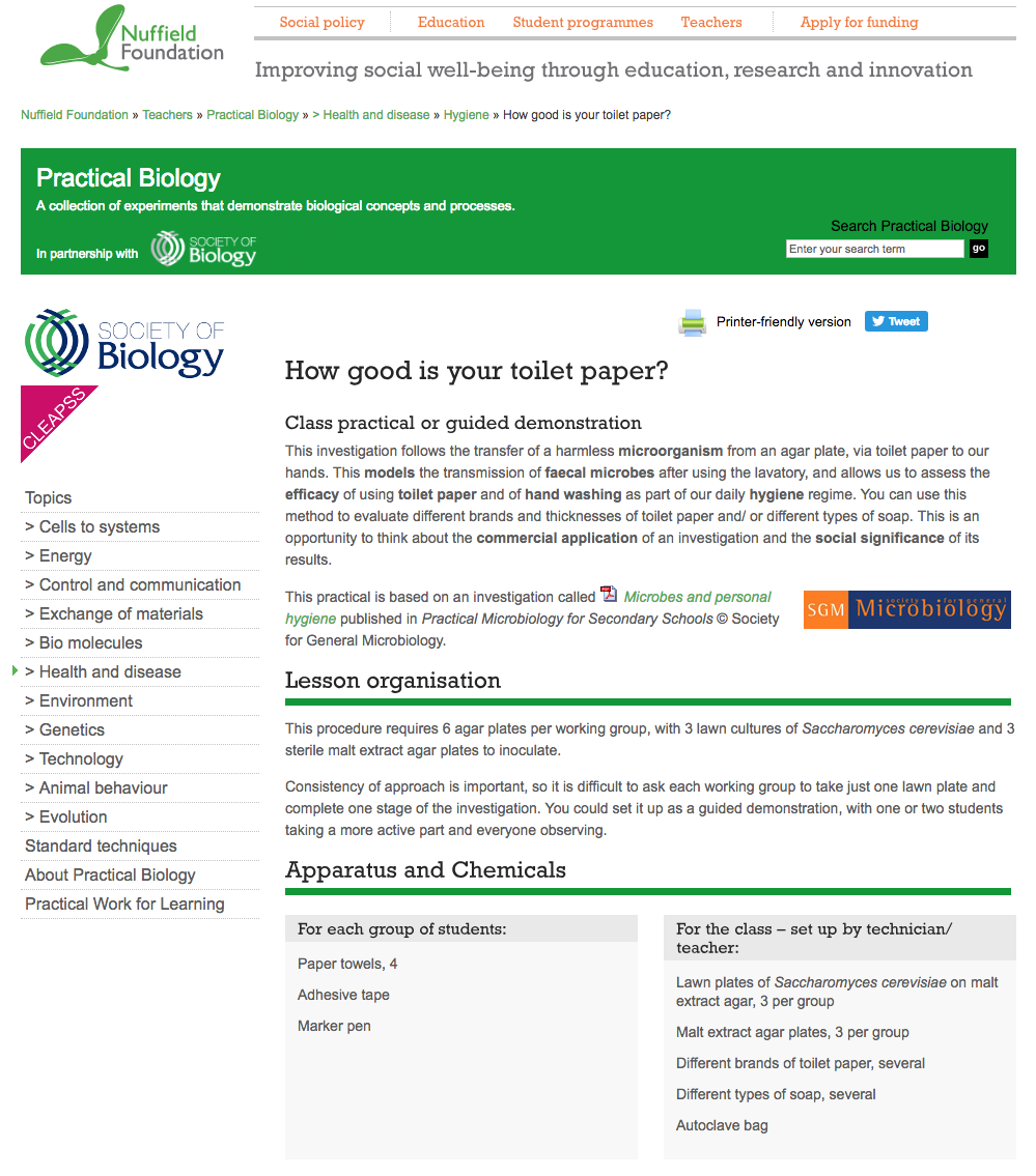 How Good is Your Toilet Paper? Lesson Plan