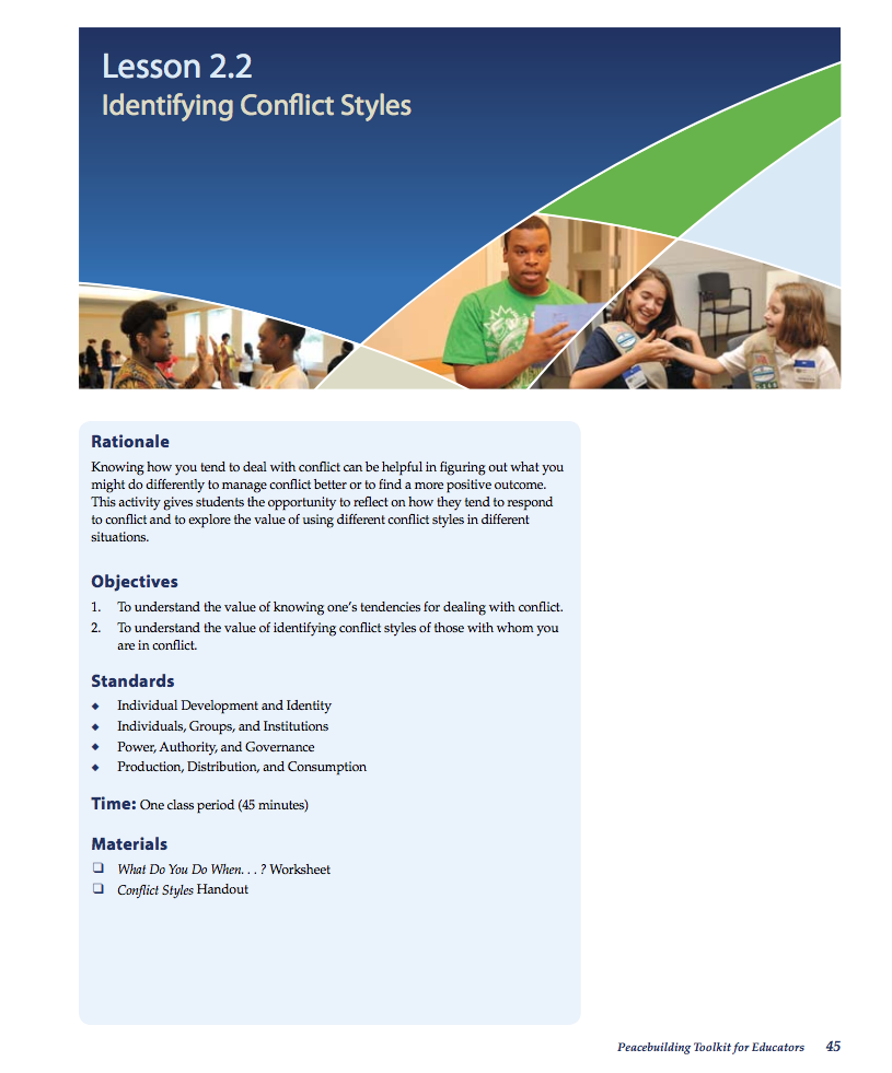 Identifying Conflict Styles Lesson Plan