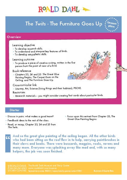 The Twits - The Furniture Goes Up Lesson Plan