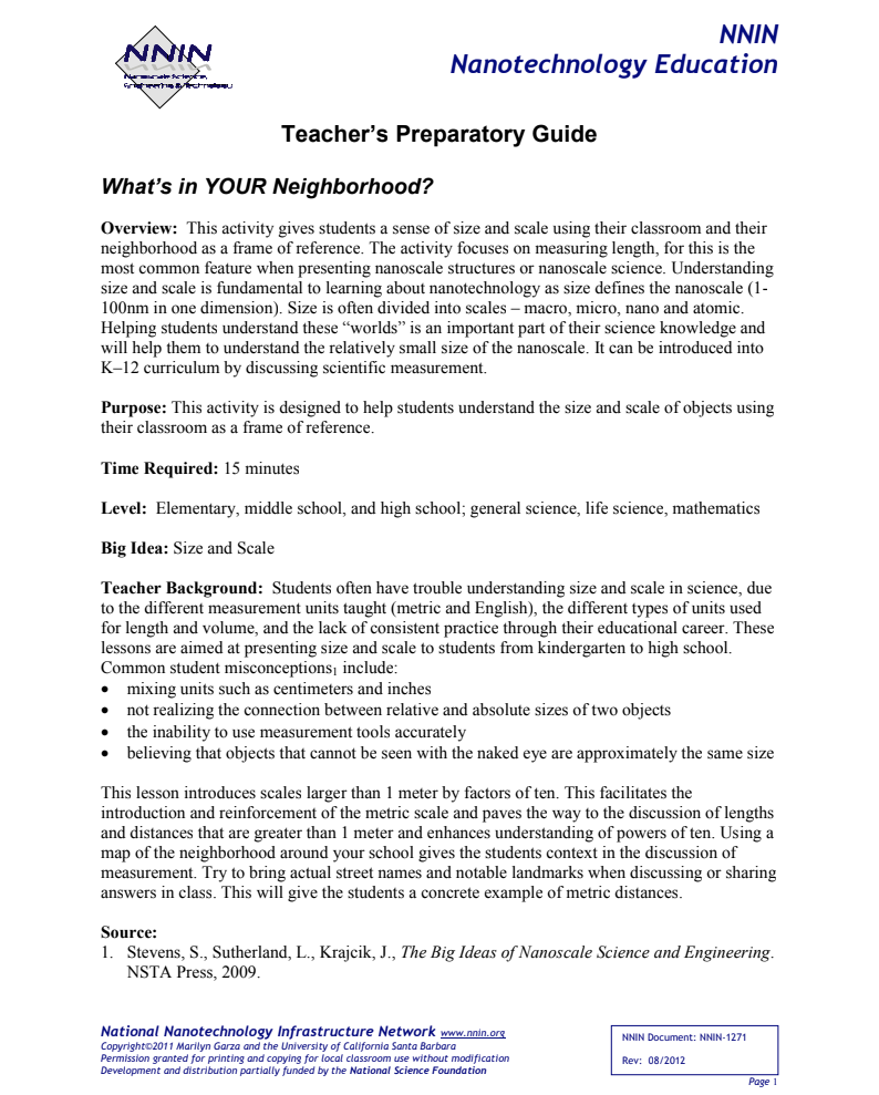 What’s In Your Neighborhood? Activity