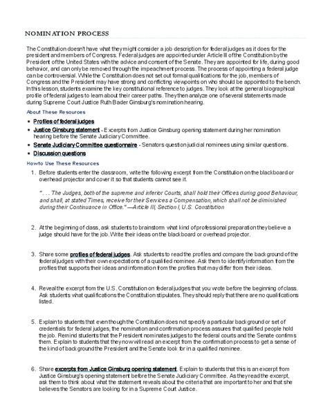 Nomination Process Lesson Plan