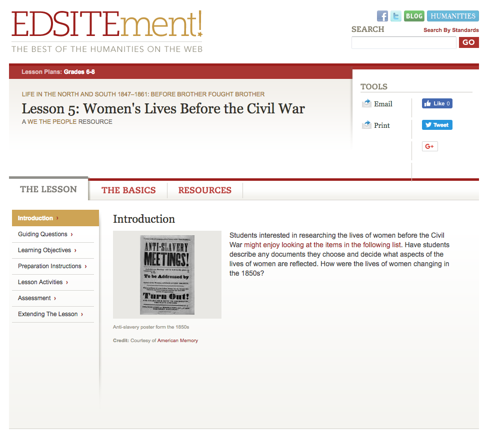 Women's Lives Before the Civil War Lesson Plan