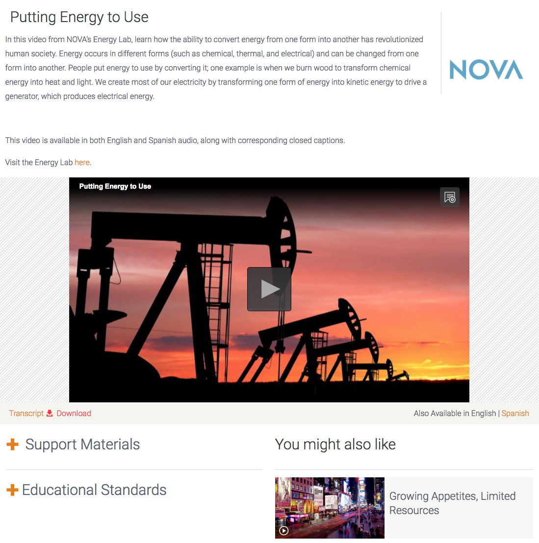 Putting Energy to Use Instructional Video