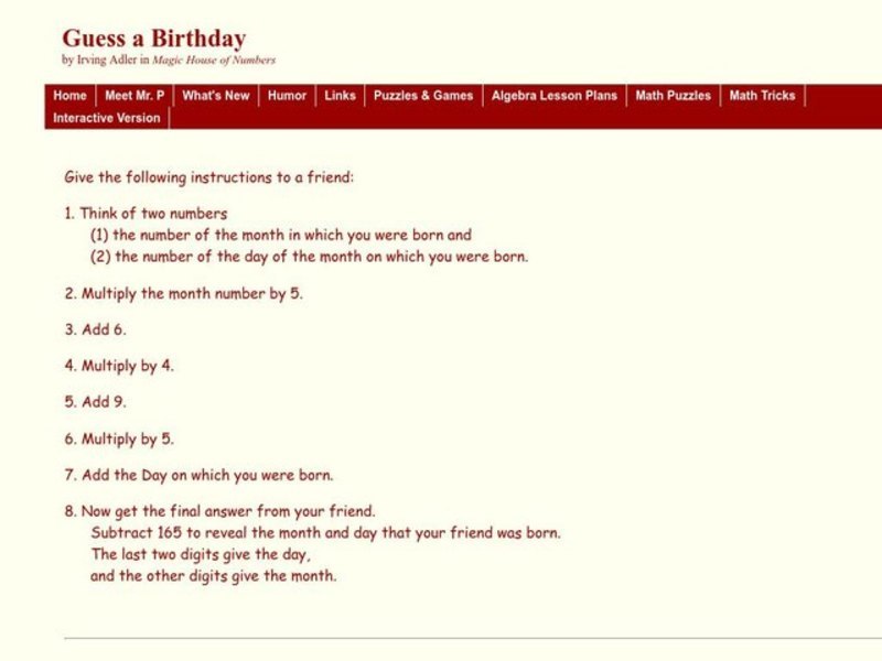 Guess a Birthday Worksheet