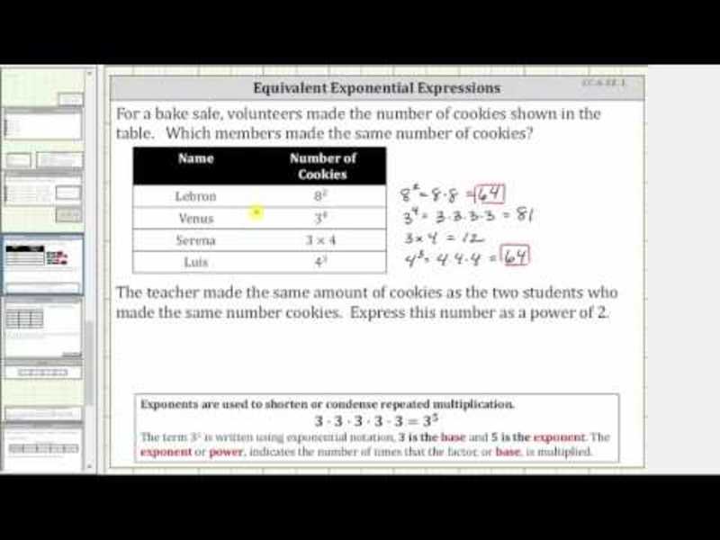 Evaluate and Create Equivalent Exponential Expressions (CC:6.EE.1) Instructional Video