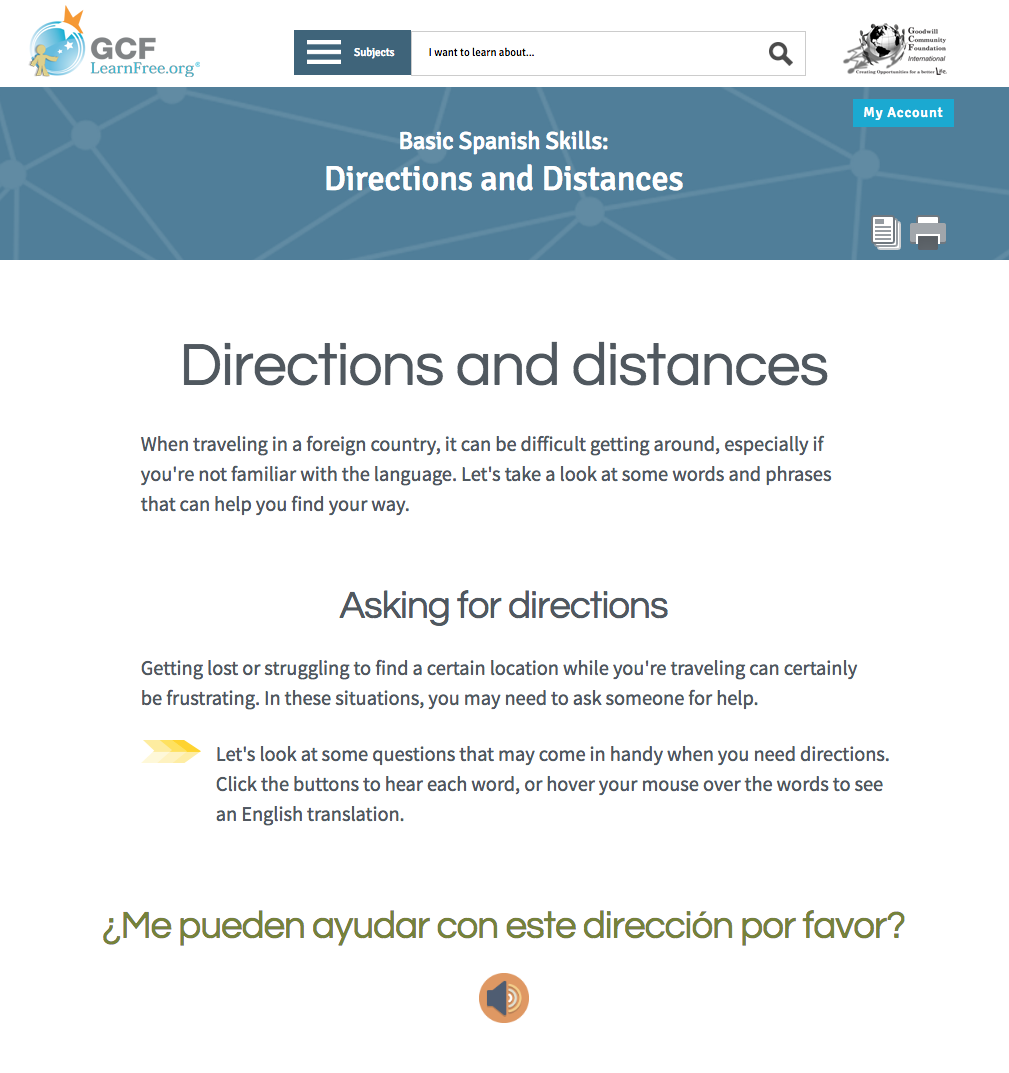 Directions and Distances Interactive