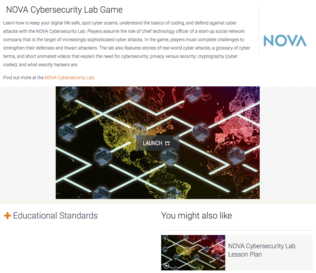 NOVA Cybersecurity Lab Game Interactive