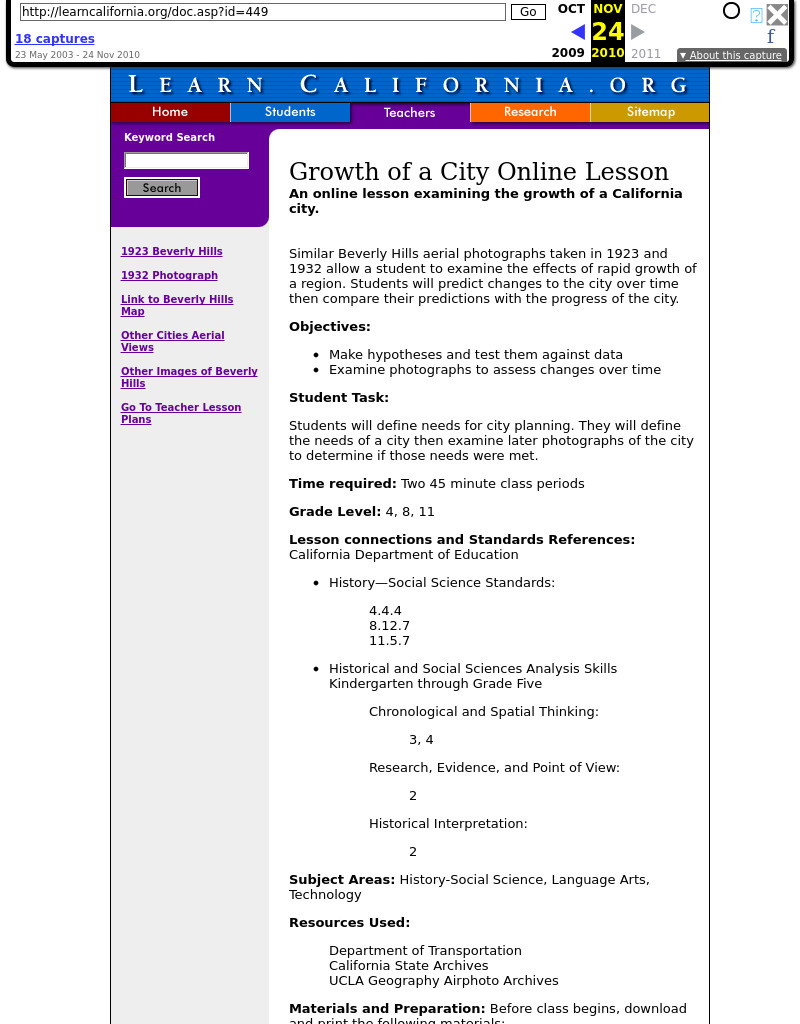 Growth of a City Lesson Plan