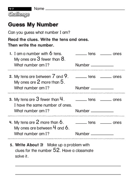 Guess My Number Worksheet