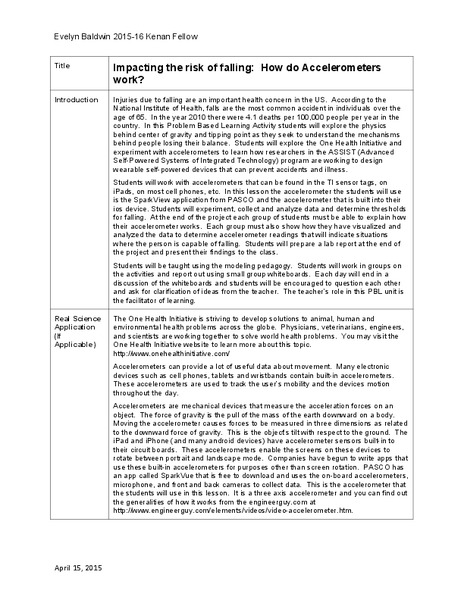 Impacting the Risk of Falling: How Do Accelerometers Work? Lesson Plan