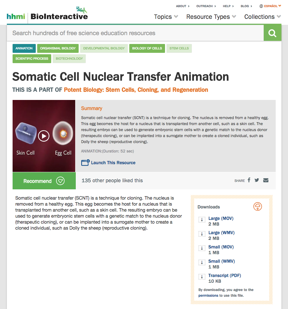 Somatic Cell Nuclear Transfer Animation Instructional Video