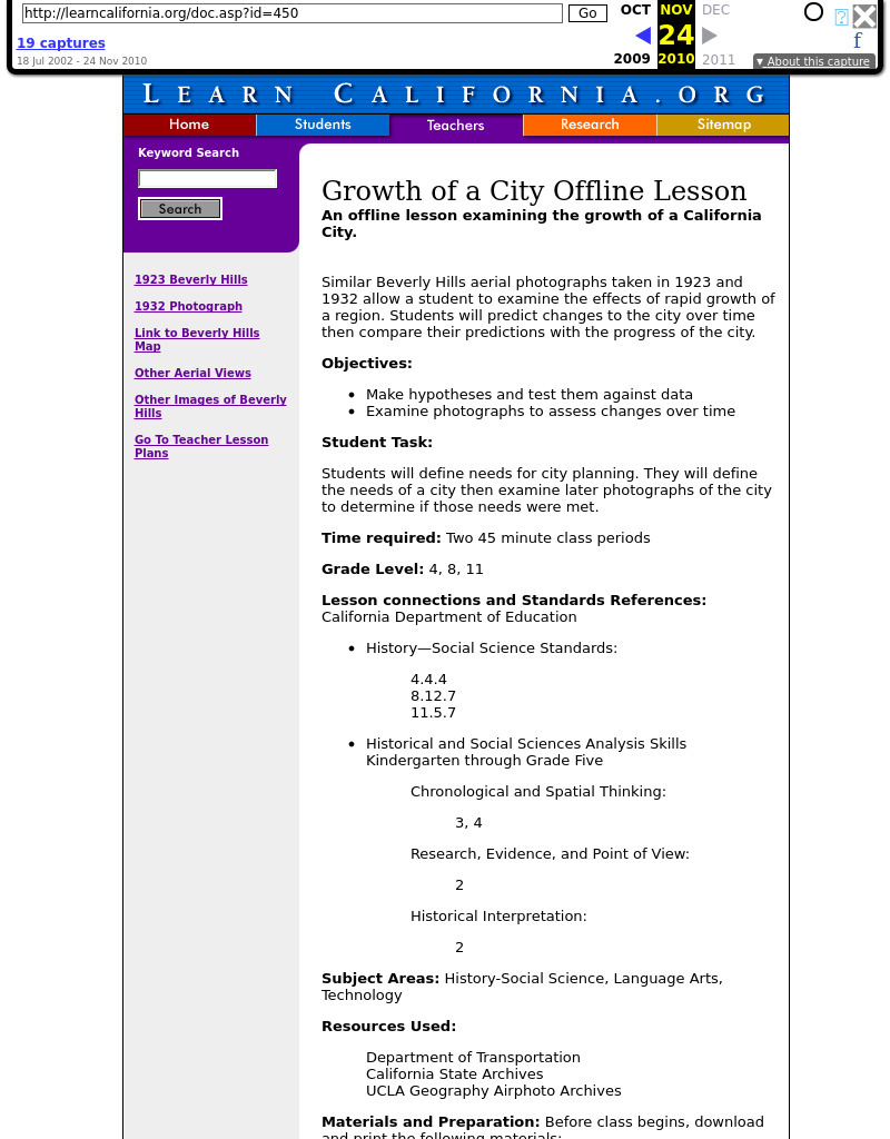 Growth of a City Lesson Plan