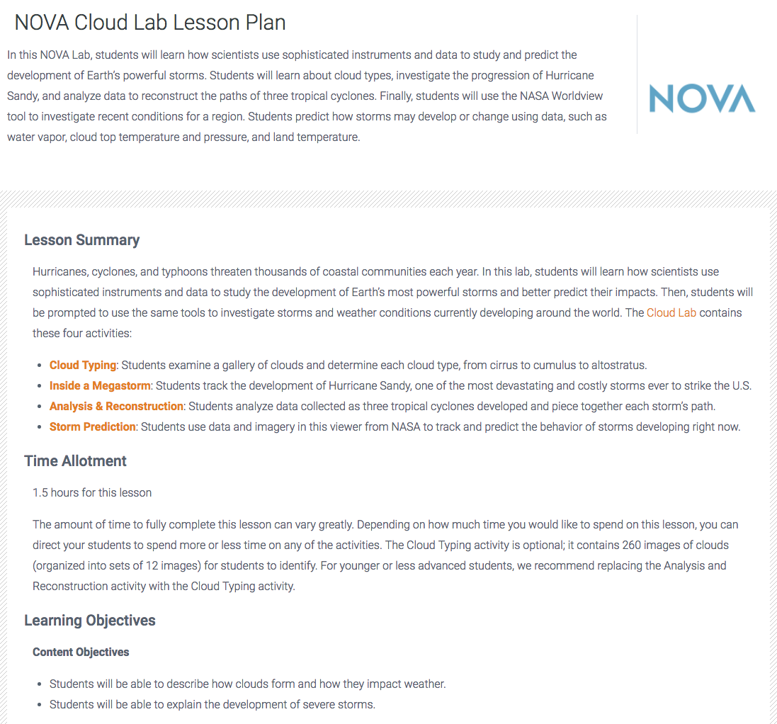 NOVA Cloud Lab Lesson Plan Lesson Plan