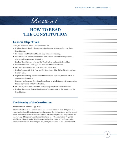 How to Read the Constitution Lesson Plan