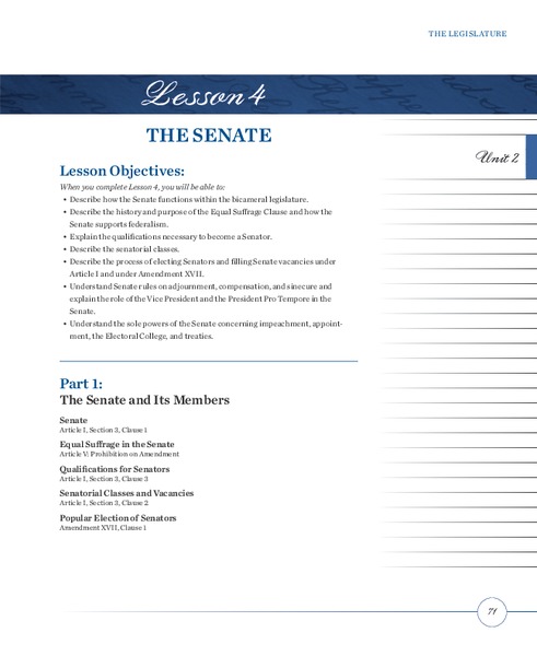The Senate Lesson Plan