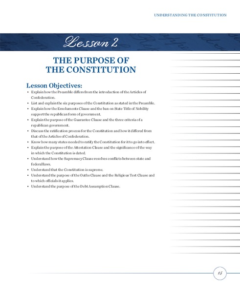 The Purpose of the Constitution Lesson Plan