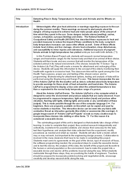 Detecting Rise in Body Temperature in Human and Animals and its Effects on Health Lesson Plan