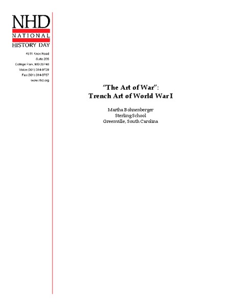 “The Art of War”: Trench Art of World War I Lesson Plan
