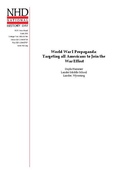 World War I Propaganda: Targeting all Americans to Join the War Effort Lesson Plan
