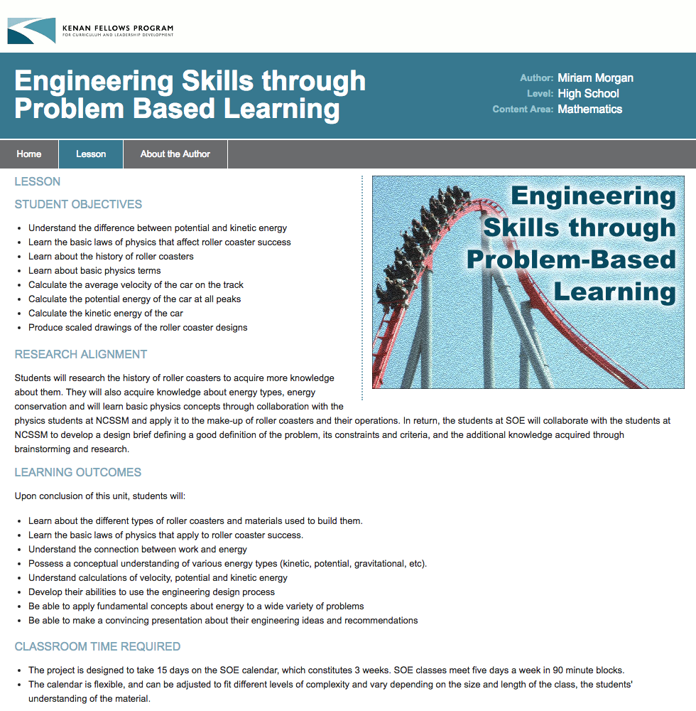 Engineering Skills Through Problem Based Learning Lesson Plan