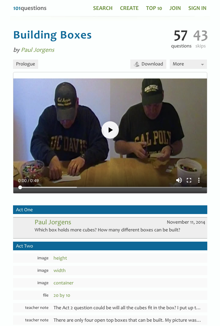 Building Boxes Activity