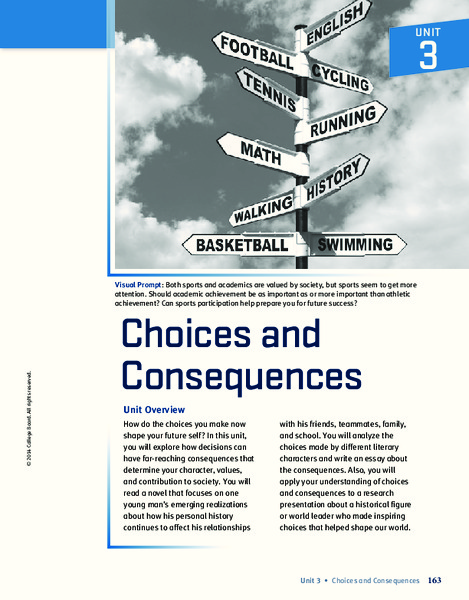 Choices and Consequences Unit Plan