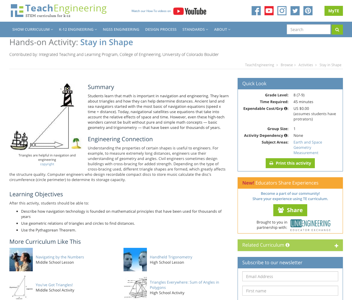 Stay in Shape Activity