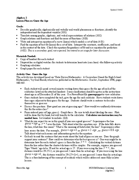 Guess the Age Lesson Plan