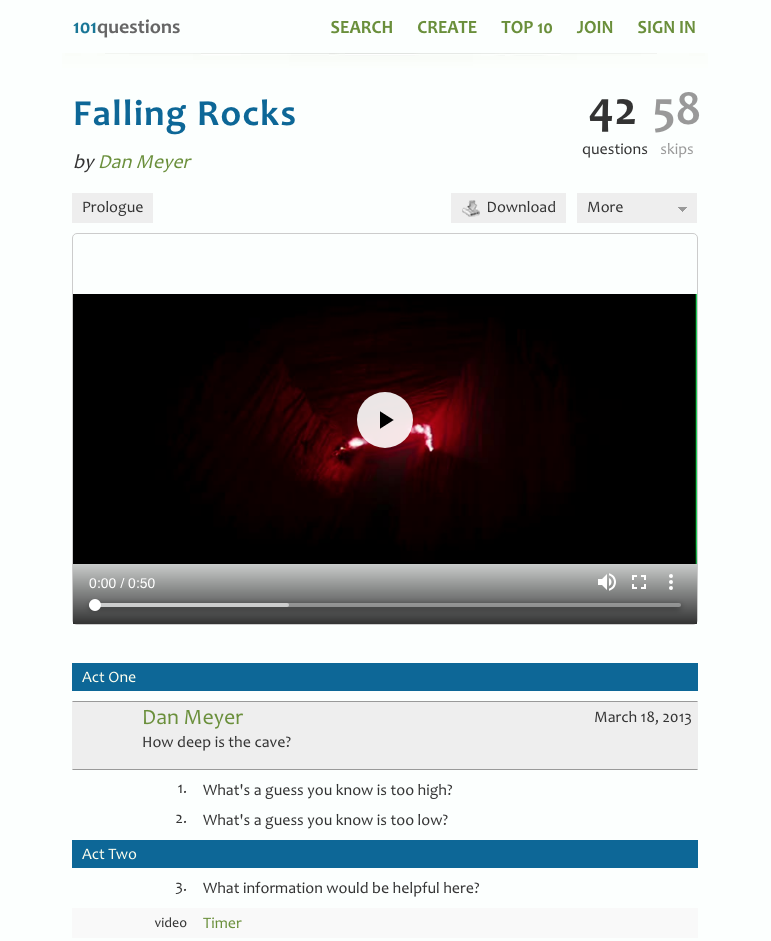 Falling Rocks Activity