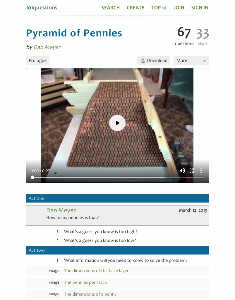 Pyramid of Pennies Activity