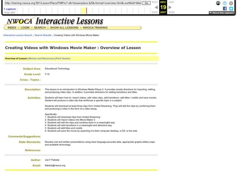 Creating Videos with Windows Movie Maker Lesson Plan