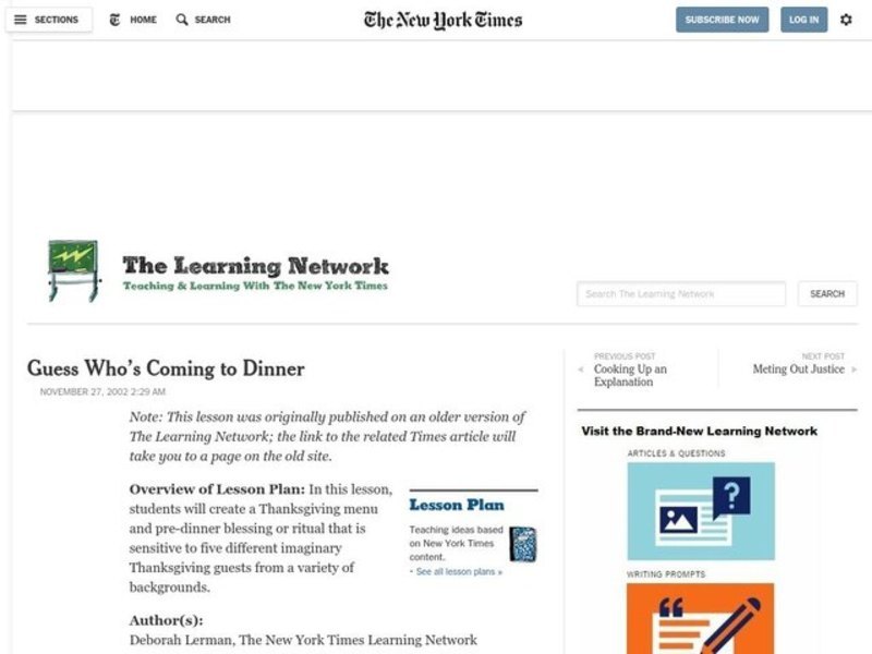 Guess Who's Coming to Dinner Lesson Plan