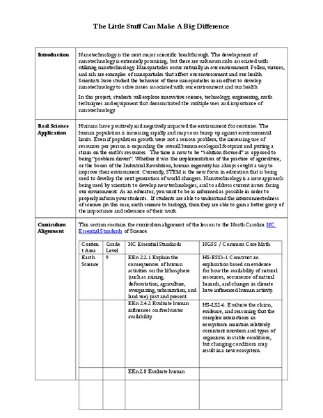 The Little Stuff Can Make a Big Difference Lesson Plan