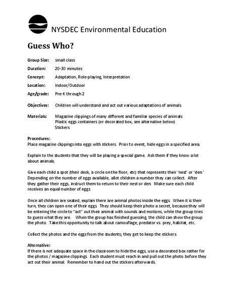 Guess Who? Lesson Plan