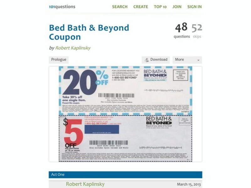 Bed, Bath, and Beyond Coupon Activity