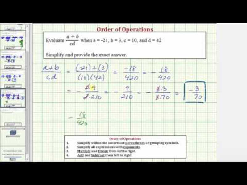 Evaluate an Expression in the Form (a+b)/(cd) (Example) Instructional Video