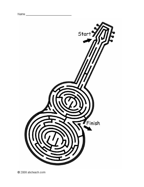 Guitar Maze Worksheet