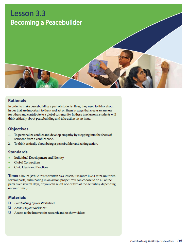 Becoming a Peacebuilder Lesson Plan